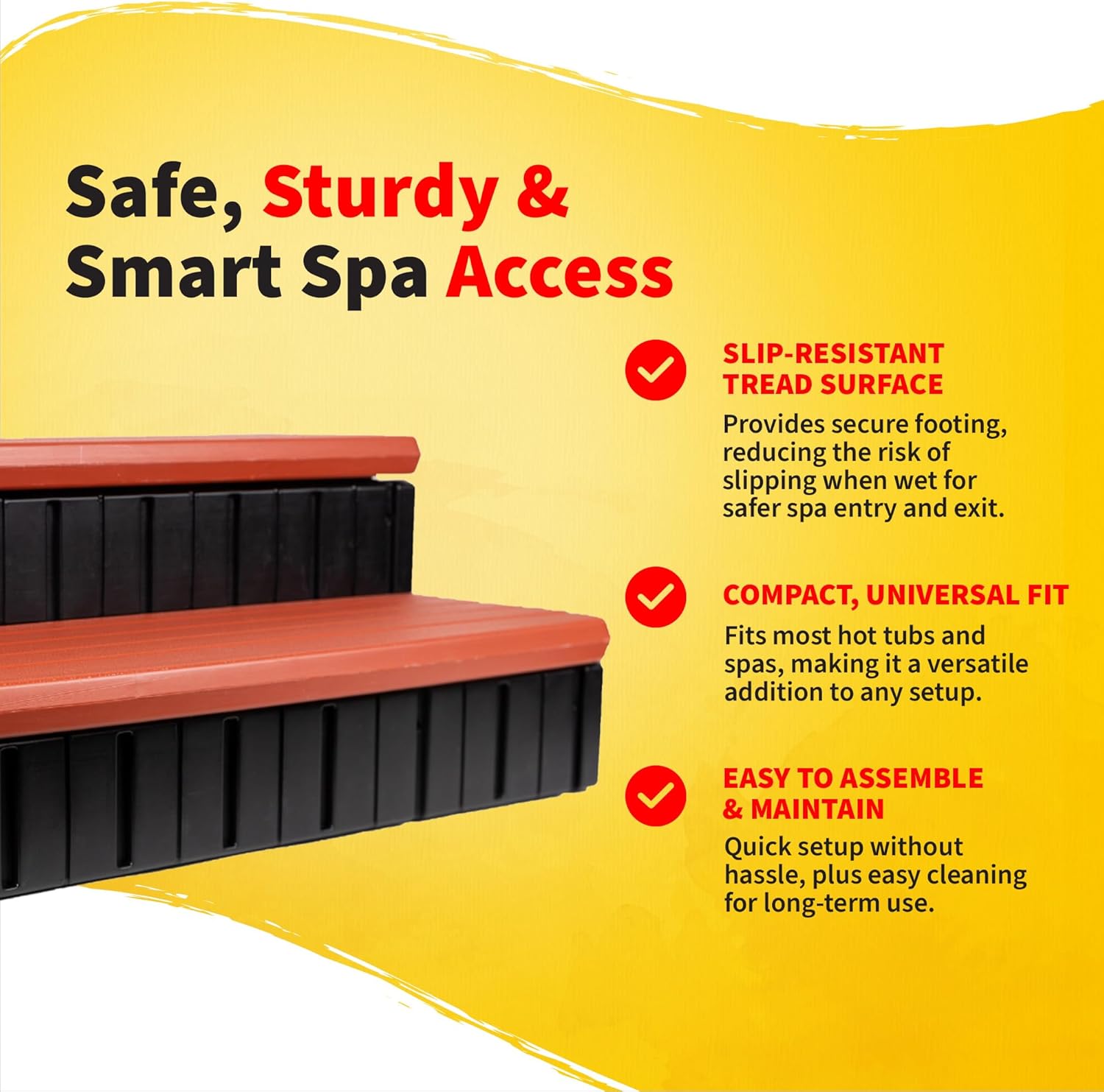 Heatwave Hot Tub Steps with Storage for Spa Accessories - Red Brick