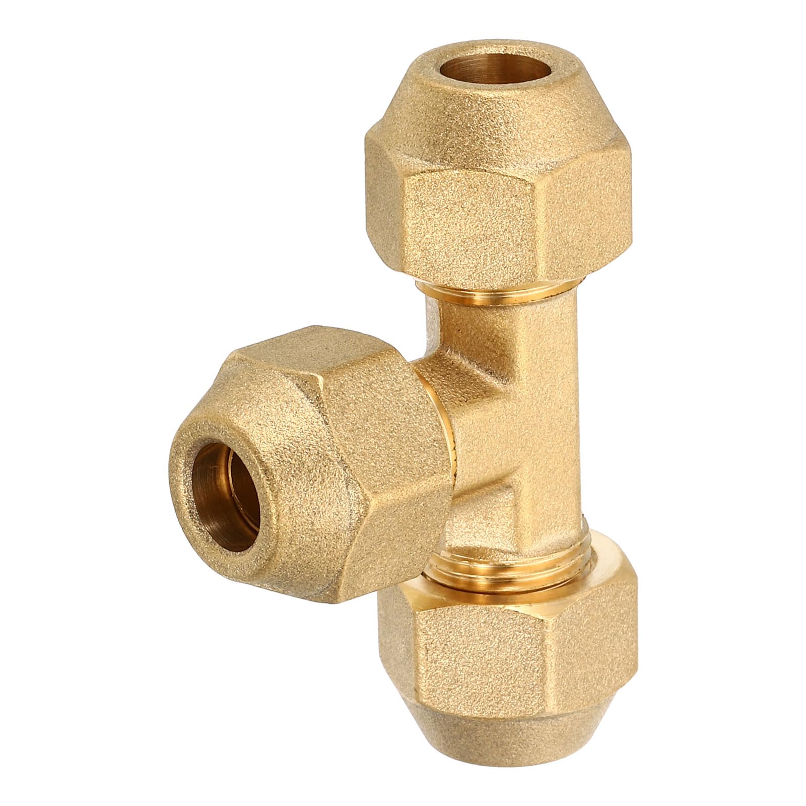 PATIKIL 3pz Raccordo per Tubo in Ottone 3/8" x 3/8" x 3/8" Tee con Dado