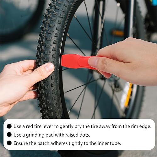Miniatura 5 de Kit de reparación de neumáticos de bicicleta, kit de parches de perforación de tubo interior de bicicleta, incluye 12 parches de neumáticos,
