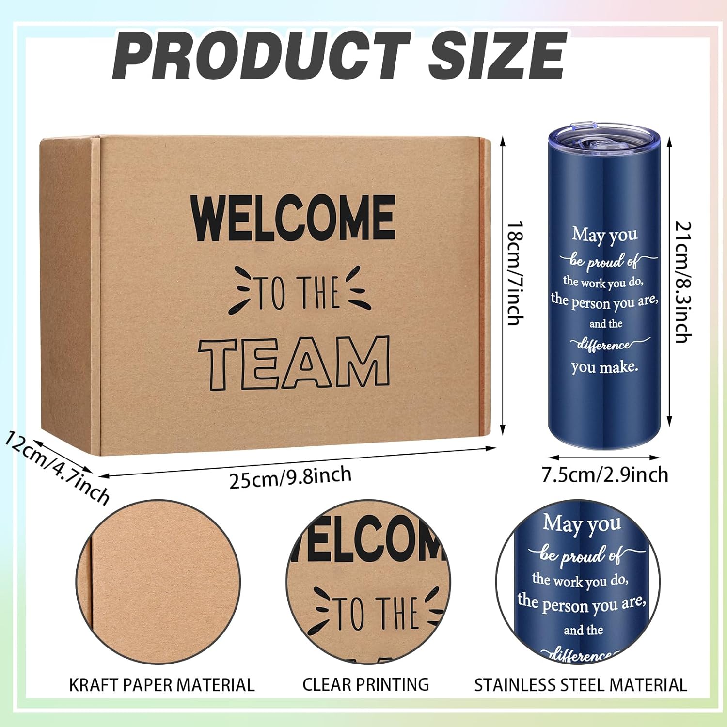 Teenyyou 7 Pcs New Employee Welcome to The Team Gift Set for Him or Her Welcome to The Team Gift Box Holiday Gifts Include 20oz Tumbler Notebook Pens and Sticky Note for New Employee Worker(Blue)
