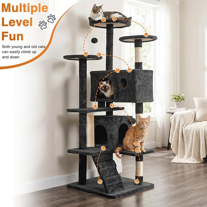 Torre para Gatos FDW 54" Nivel Múltiple con Rascadores miniatura 2
