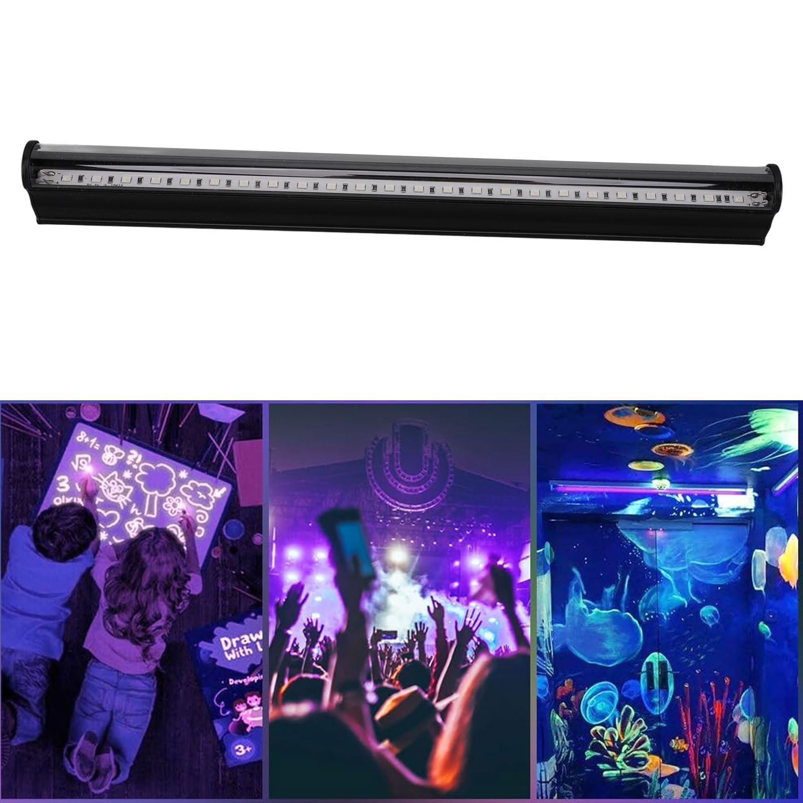 Gugxiom Potente Tubo de Luz Negra UV de 395 Nm, Alimentado por USB, 5 W, 24 LED, Perfecto para Escenarios de Fiesta Al Aire Libre, Efectos Fluorescentes y Curado de Resina