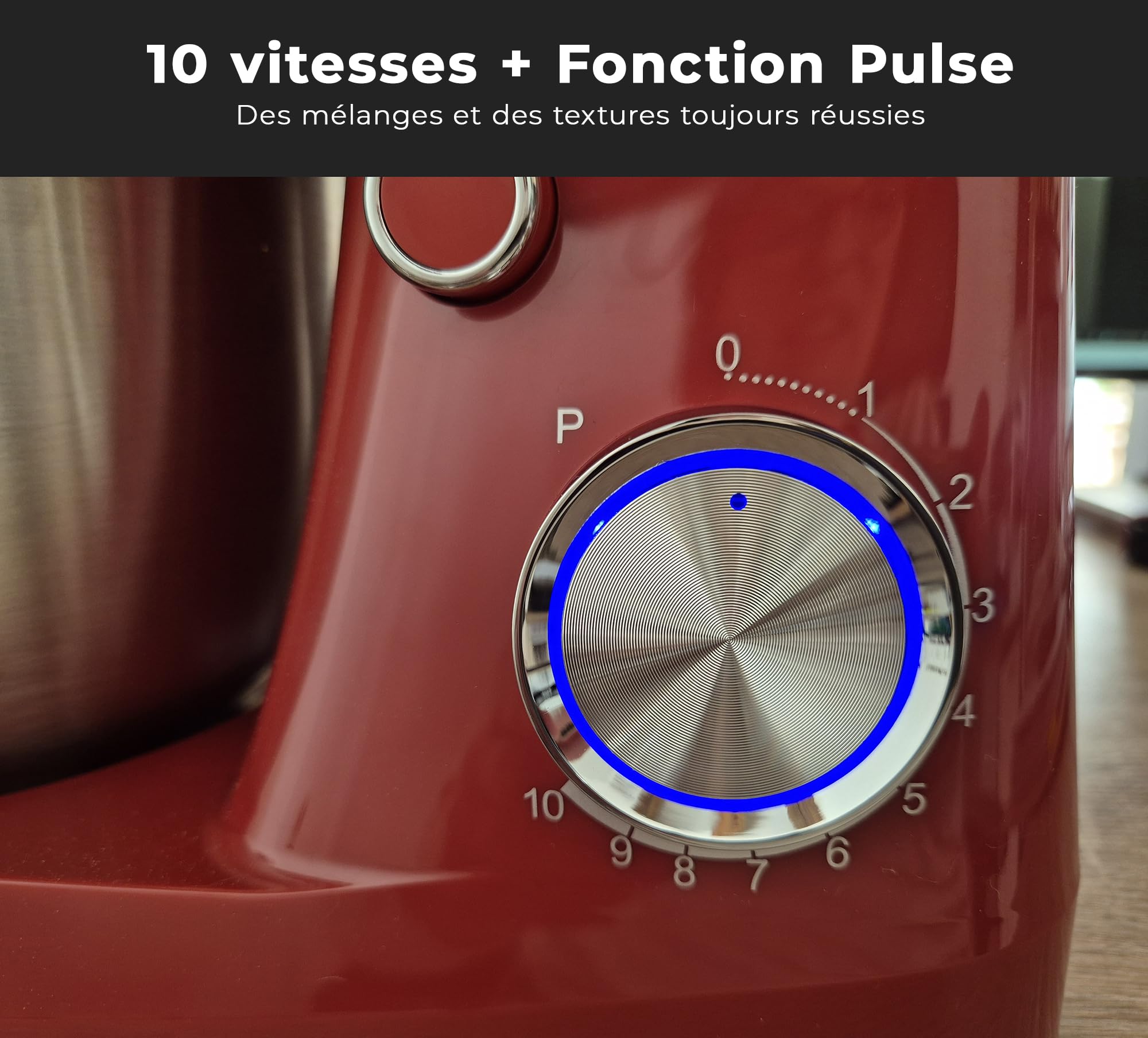 LITTLE BALANCE 3060 Easy Pâtisserie 2, Robot Pâtissier, Bol inox 5 l, 10 vitesses, Fonction Pulse, Tête inclinable, Avec Crochet, Fouet et Batteur pour mélanger, fouetter, pétrir, 1500 W, Piment