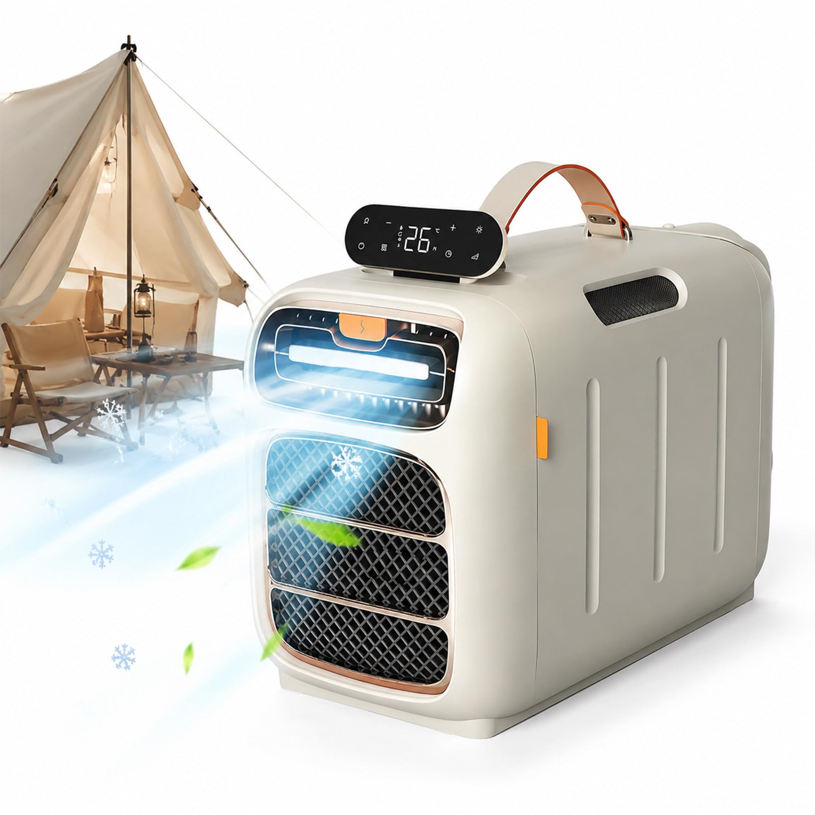 SHUMIAO 4-in-1 Air Conditioner 5200 BTU, 1500W High Performance Portable Climate Controller with Integrated Wireless Bluetooth Audio & Carrying Handle for Caravans, Dormitories & RVs