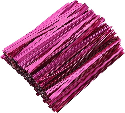 DGTANGYIN 800 piezas de lazos de torsión metálicos de 4" (rojo rosado) para lazos de panadería, bolsas de dulces, bolsas de café, lazos para bolsas