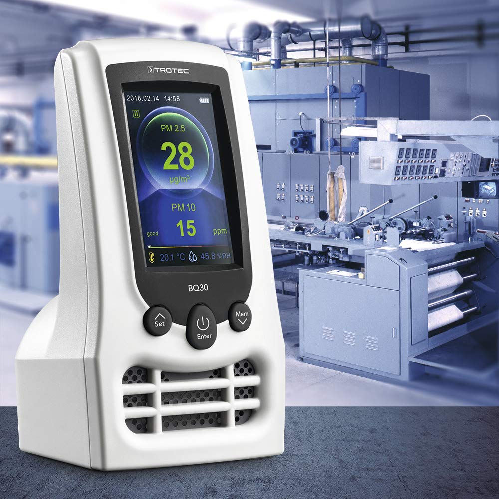 TROTEC CO2-Luftqualitätsmonitor und Partikelmessgerät BQ30 CO2 Ampel, Luftqualitätsmessungen, Kontrolle der Feinstaub- und CO2-Belastung