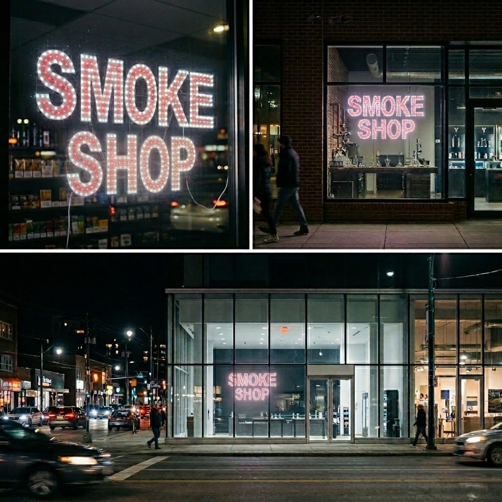 EPL SMOKE SHOP RED, LED 3G Sparkling Sign, Eye-catching sign, Super Bright, 2 Size, Remote Control & Business decor, Storefront display (LARGE 20"x30")