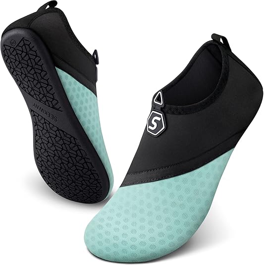SEEKWAY Water Shoes Quick-Dry Aqua Socks Barefoot Slip-on for Beach Pool Swim River Yoga Lake Surf Women Men Black SK001