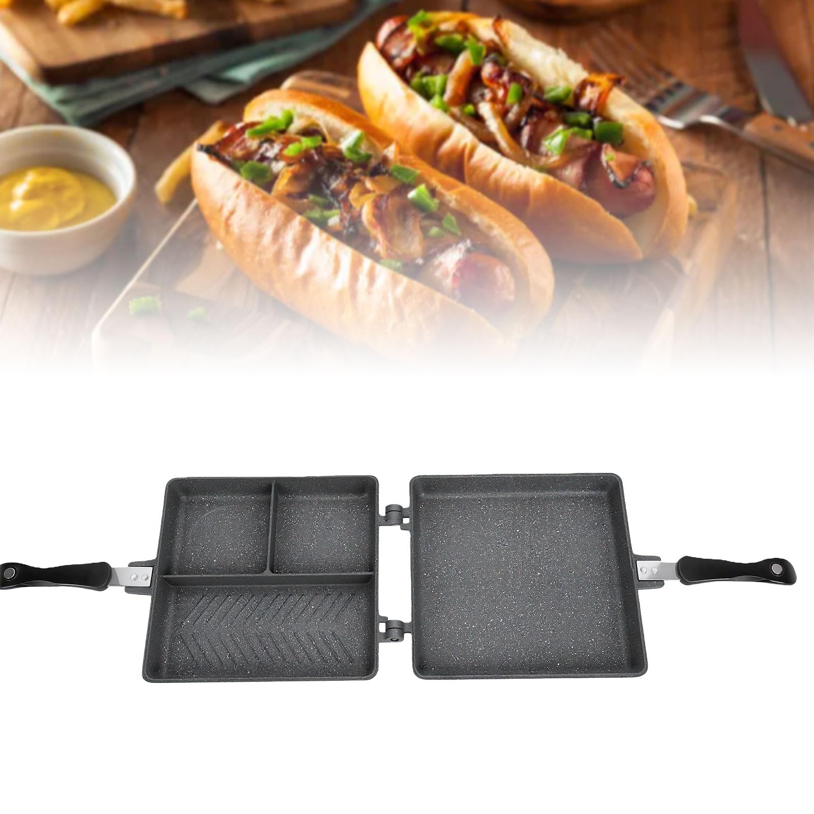 Wytrzymała Patelnia Grillowa do Kanapek, 23,9x43,9 Cm Płyta (GRAY)