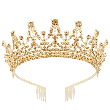 COCIDE Gold Tiara for Women Crystal Crown for Women Rhinestones Queen Hair Accessories for Bride Wedding Birthday Party Bridesmaids Bridal Prom Halloween Costume Cosplay Christmas Gift...