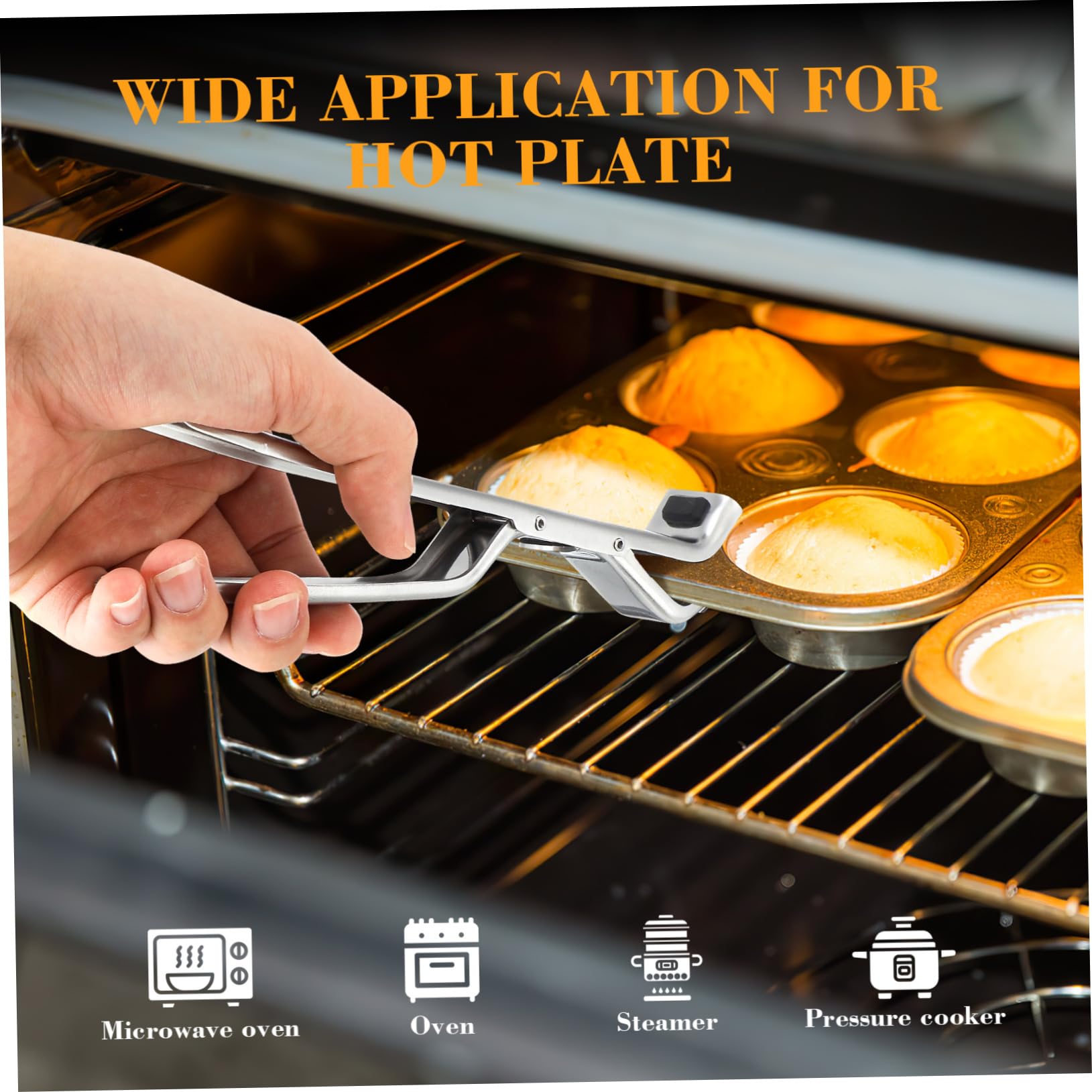 MAGICLULU Pinza de Cocina de Acero Inoxidable Resistente Corrosión con Operación Mano para Sujetar Platos Calientes y Recipientes en Cocina y Horno
