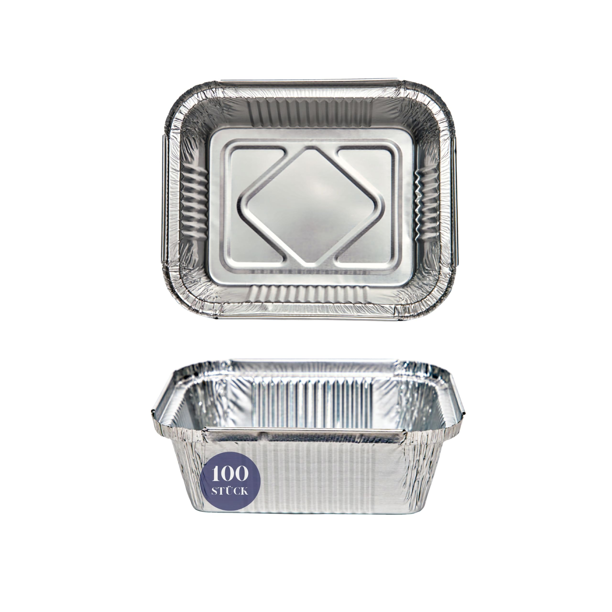 Inoverse Lot de 100 barquettes en aluminium avec couvercle - 450 ml - 14,5 x 12 x 4 cm - Pour barbecue, cuisine et pâtisserie - Jetables - Passent au four et au congélateur