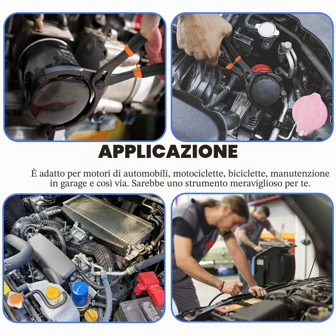 GLARKS Set di 2 pinze per filtro olio con impugnatura lunga, 25,4 cm e 30,5 cm, angolo regolabile, chiave per filtro dell'olio per auto, moto e camion
