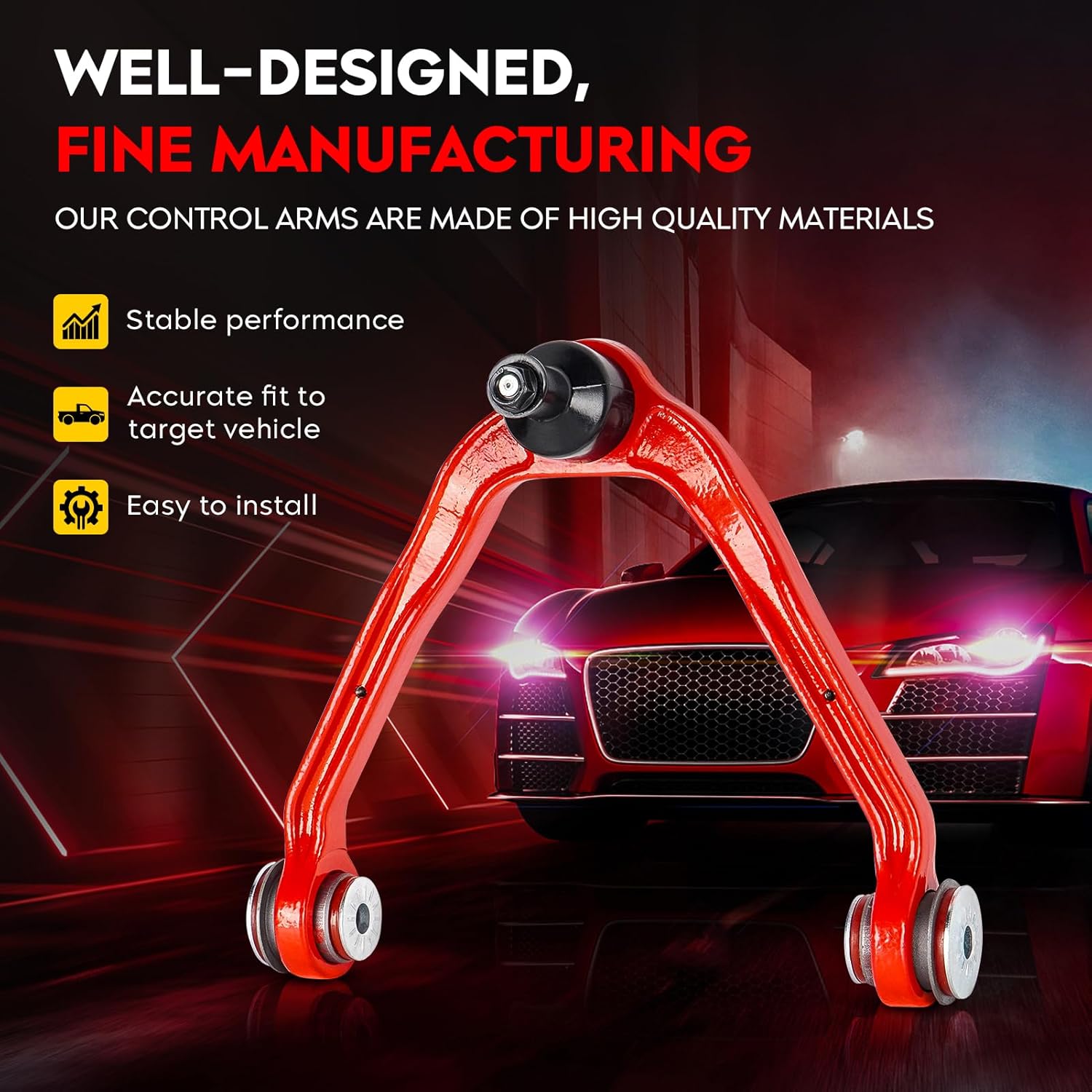 2 PCS Front Upper Control Arm Kit w/Ball Joint with Polyurethane Bushing Suspension Kit for Chevrolet Silverado 1500, for GMC Sierra 1500 1999-2006, 2WD/RWD