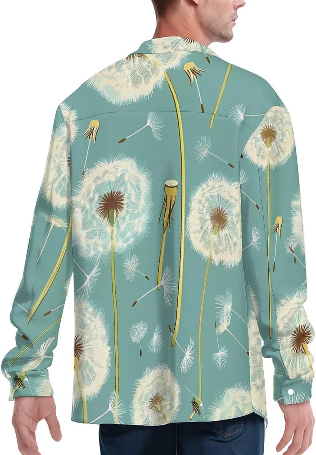 Dandelion Men's Shirts Casual Jacket Long Sleeve Coat Novelty Outwear Tops