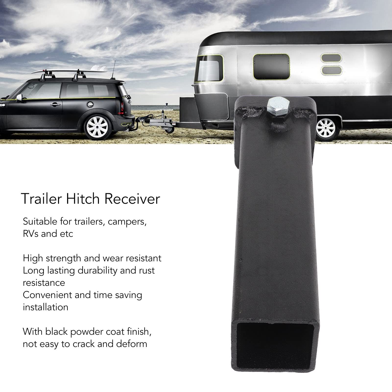 Receptores Tubo Receptor de Enganche de Remolque de 2 Pulgadas Montaje de Barra de Remolque de 10 Pulgadas de Largo Piezas de RV para Camión Caravana Accesorio