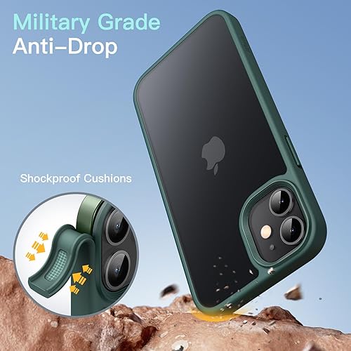 Miniatura 3 de JETech Funda mate para iPhone 12 Mini de 5.4 pulgadas, a prueba de golpes, protección contra caídas de grado militar, cubierta trasera translúcida