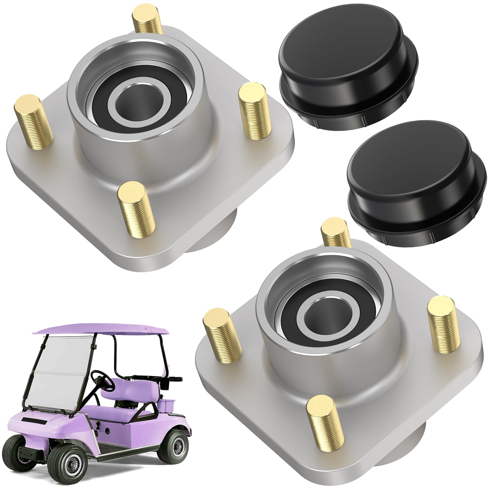 VYYOKMU Club Car Front Wheel Hub Assembly, Golf Cart Wheel Bearings with Dust Cover for Club Car DS&Precedent(2003-UP) and Tempo(2018-UP) Gas&Electric