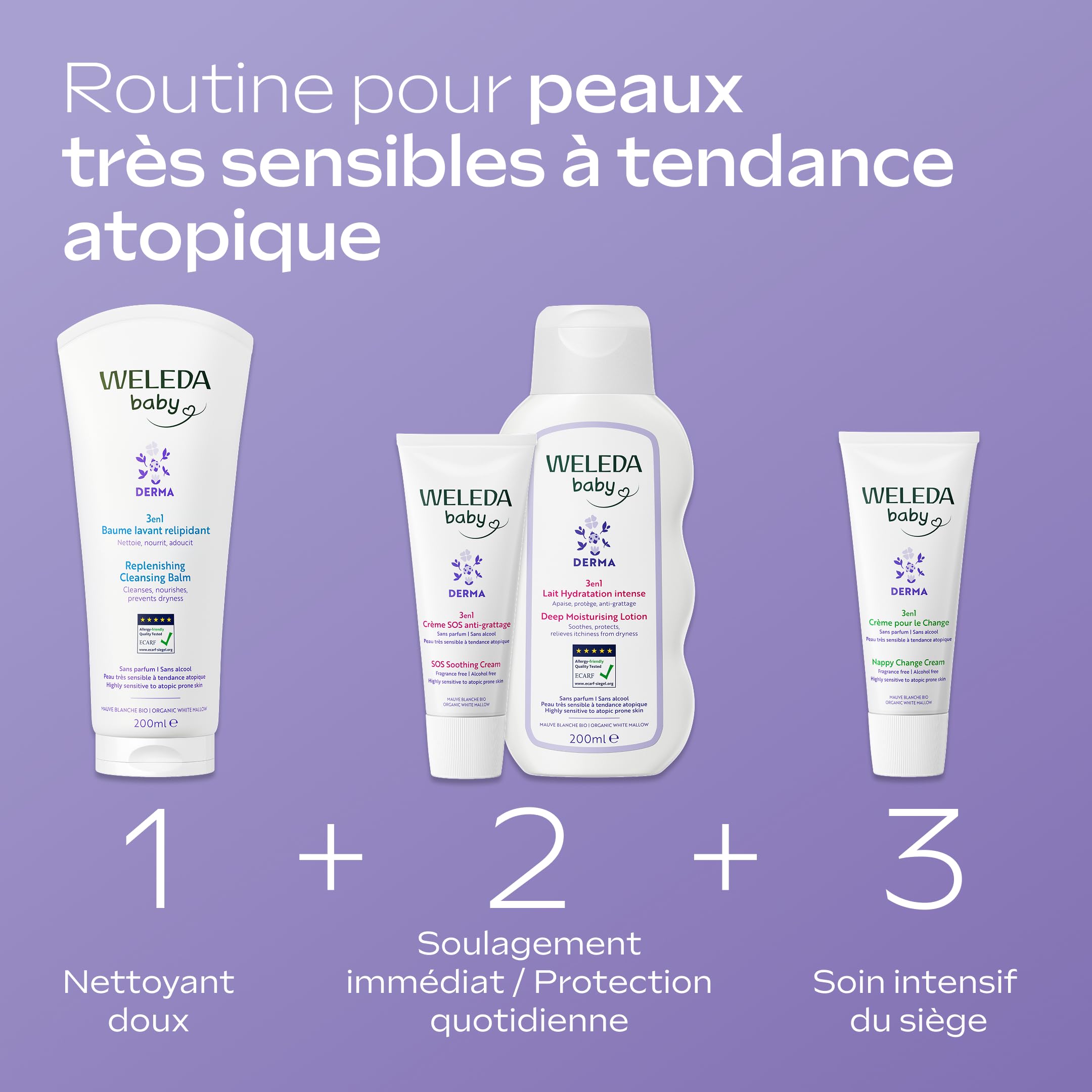 WELEDA - Crème pour le Change Mauve Blanche - Protège, régénère et apaise les irritations du siège des bébés - Peaux très sensibles ou à tendance atopique - NATRUE* - 50 ml