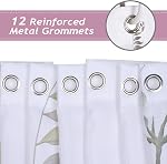 Bonhause Watercolor Rideau de douche floral, feuilles de fleurs beige rose 72 x 72 Inch Polyester tissu imperméable Rideau de bain avec 12 Crochets