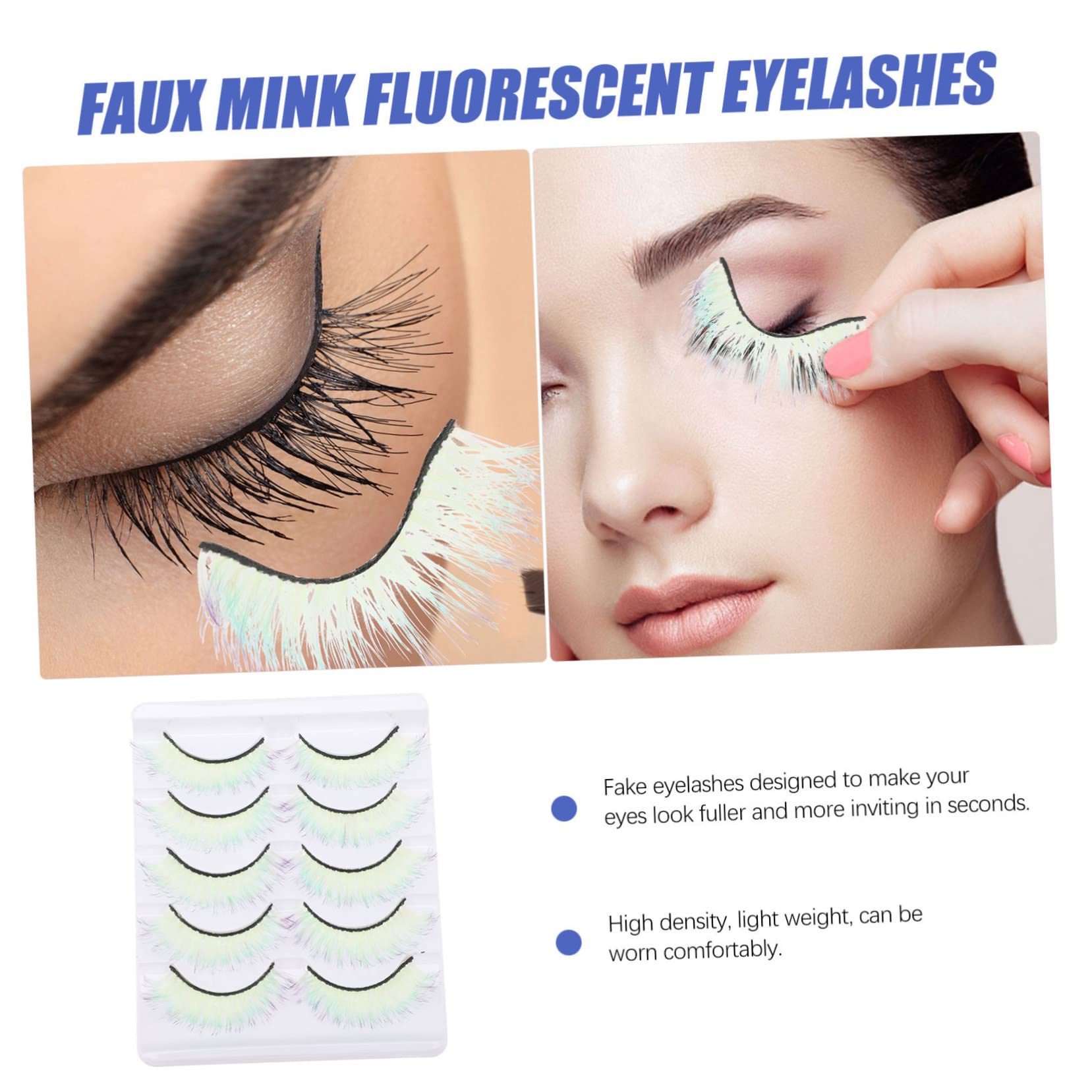 POPETPOP 20paia Ciglia Finte Colorate Per Donne Effetto Naturale e Fluorescente Adatte Per Occasioni Speciali Come Matrimoni e Feste Facili Da Applicare e Comode Da Indossare