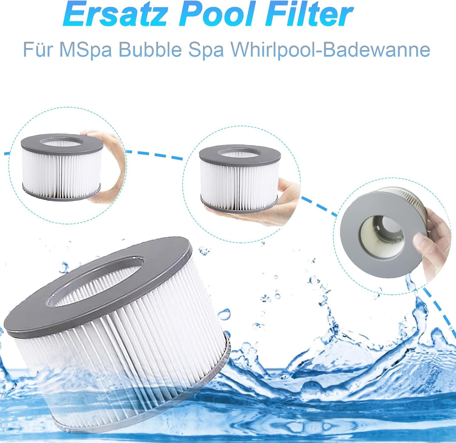 KGC 12 Pezzi Cartuccia Filtro Piscina per MSpa, Filtri Piscina per Aufblasbare Piscine(Modelli dal 2020), per Vasche Idromassaggio, Spa e per Whirlpool, Piscine gonfiabili