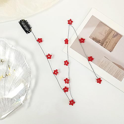 Miniatura 3 de 4 piezas de cadena de pelo de flores de resina con borla invisible aerodinámica inserción horquillas con clip BB extensiones de cabello decorativas