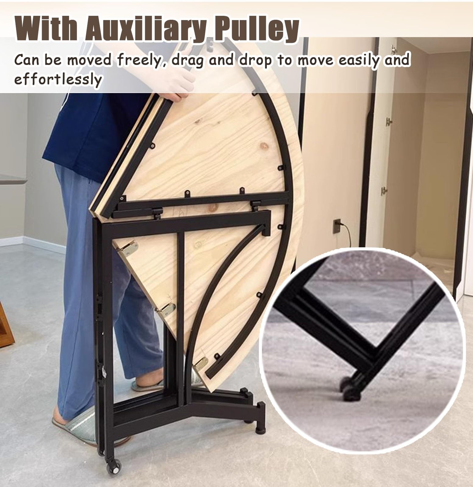 Genérico Okrągły składany stół - przenośny drewniany stół jadalny na bankiet, 80 cm/31,5"/35,5"/39"/47", mobilny stolik kuchenny, duży zamiennik stołu gastronomicznego i kawy (80 cm/31,5 cala