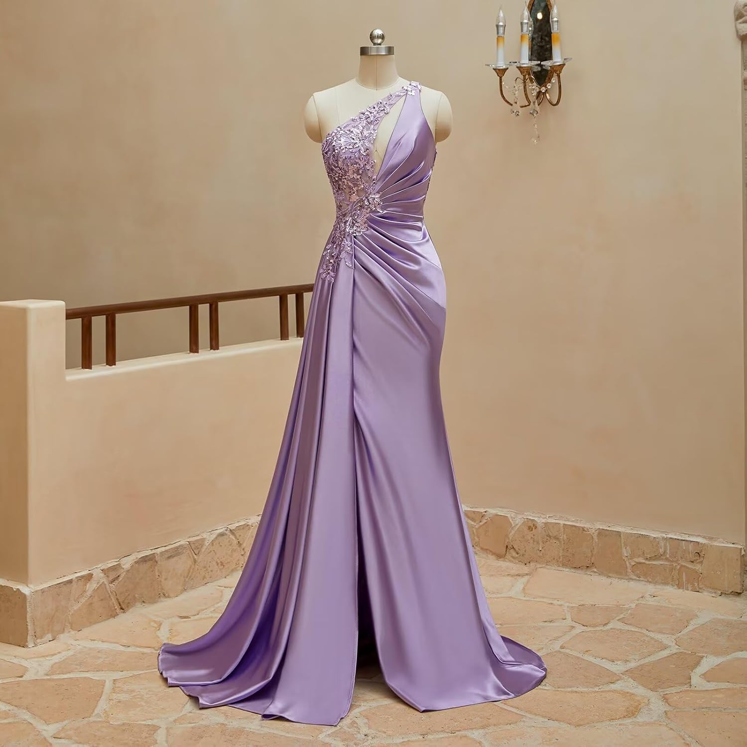 Womens One Shoulder Prom Dresses 2026 Elegant Mermaid Satin Ruched Formal Evening Dresses