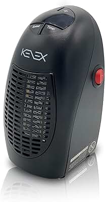 Kenex | Calefactor Portátil Handy Heater| KNA|137 | Ovalado | Calefactor Bajo Consumo | Calienta en Pocos Minutos | Funcionamiento Silencioso | Con Pantalla LED | Estufa Eléctrica | Color Negro
