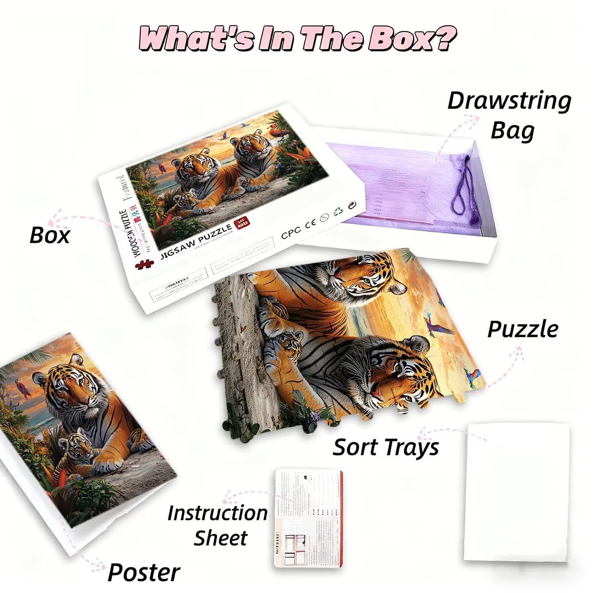 Puzzle 5000 sztuk dla dorosłych tygrys puzzle dla dorosłych ptak puzzle zabawki edukacyjne oryginalne prezenty dla kobiet puzzle kreatywna rozrywka zabawna rodzina gra 156 x 105 cm I-40