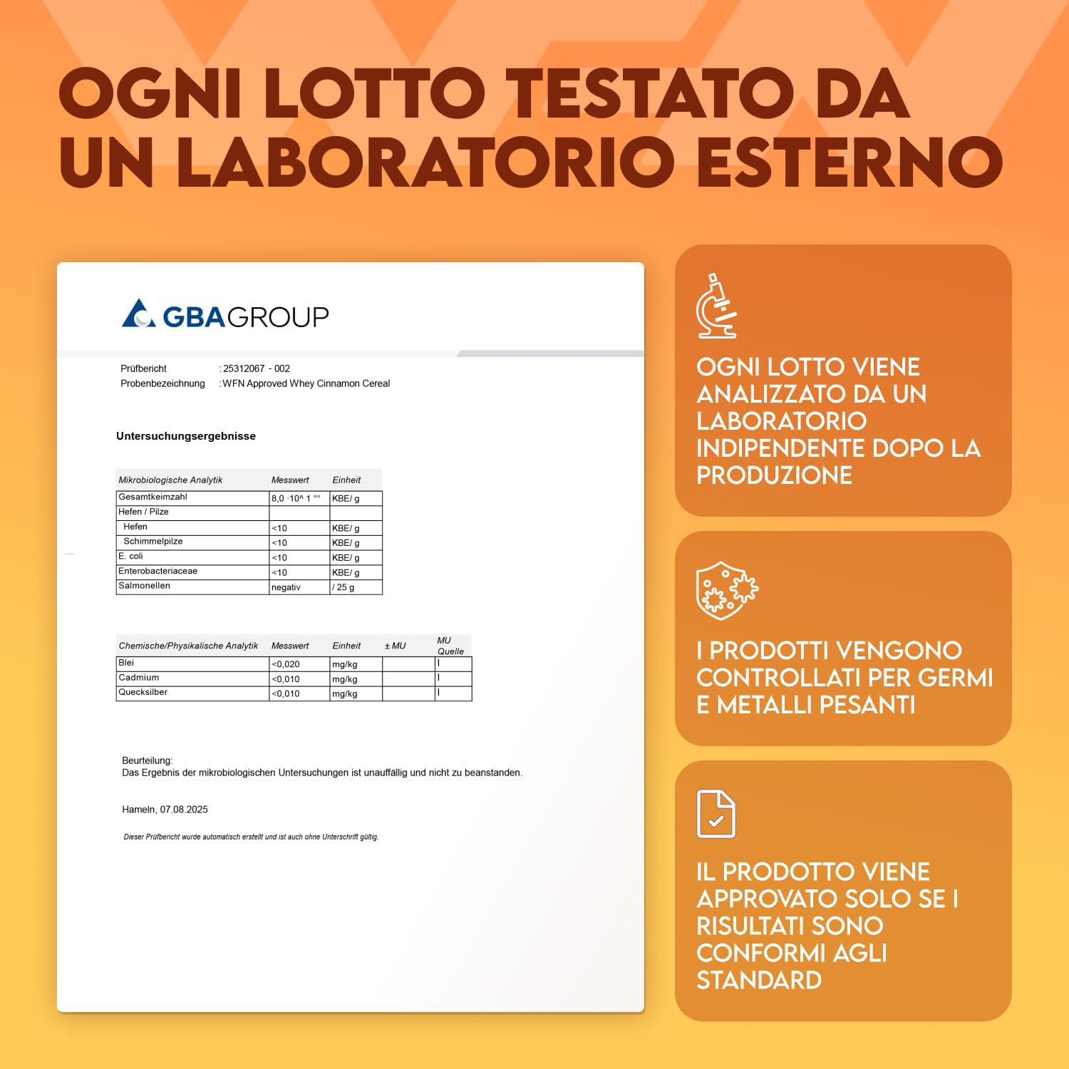 WFN Approved Whey Proteine in Polvere – Cinnamon Cereal – 1 kg – Con Lattasi – Proteine del Siero ad Alta Solubilità – Prodotto e Testato in Laboratorio in Germania