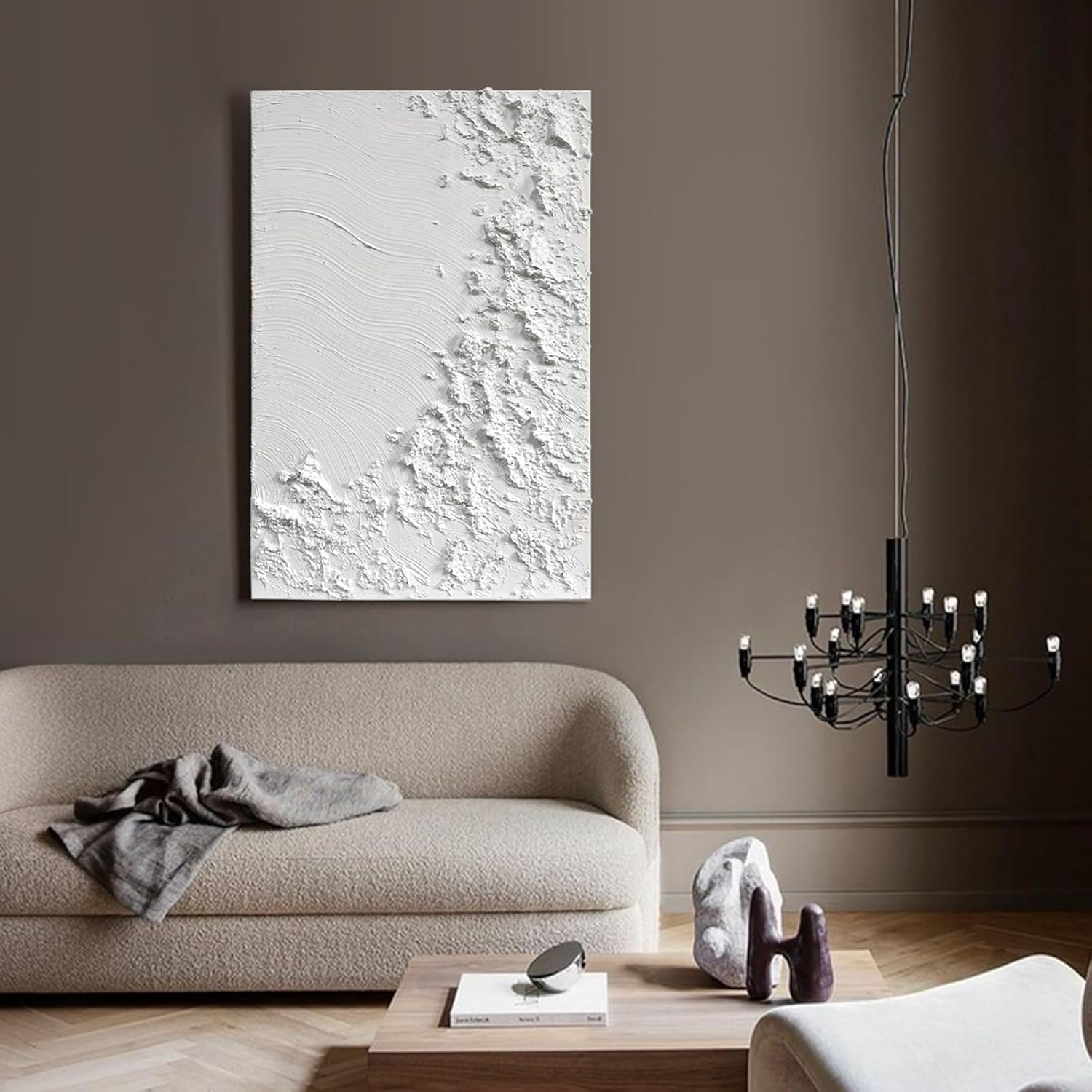 SAFERRYHOME 3D Textured Wall Art Hand-painted Black and White Abstract Plaster Effect Canvas - Minimalist Modern Living Room Bedroom Decor Framed Set of 2-24x36 Each