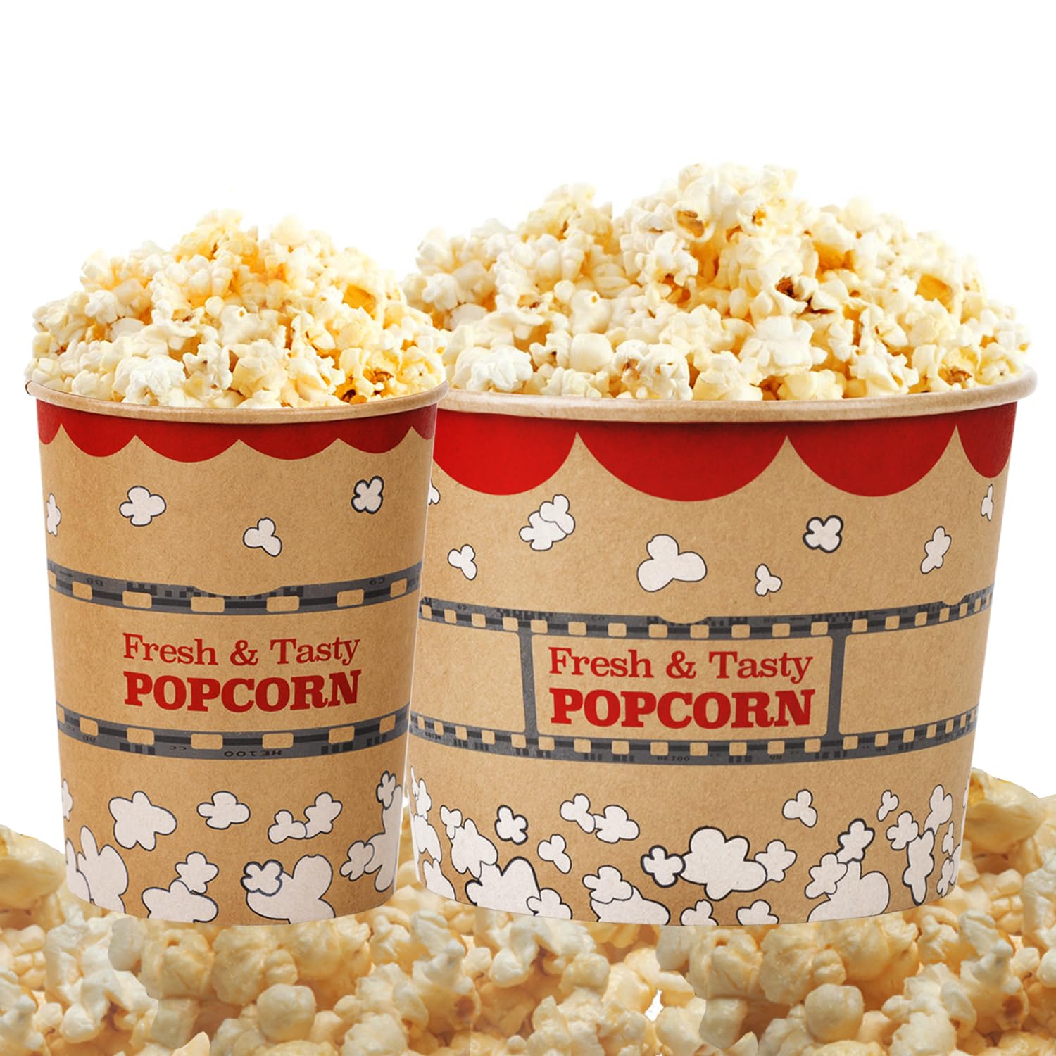 [50-pcs] 32 oz + [25-pcs] 85 oz Kraft Popcorn Buckets Bundle