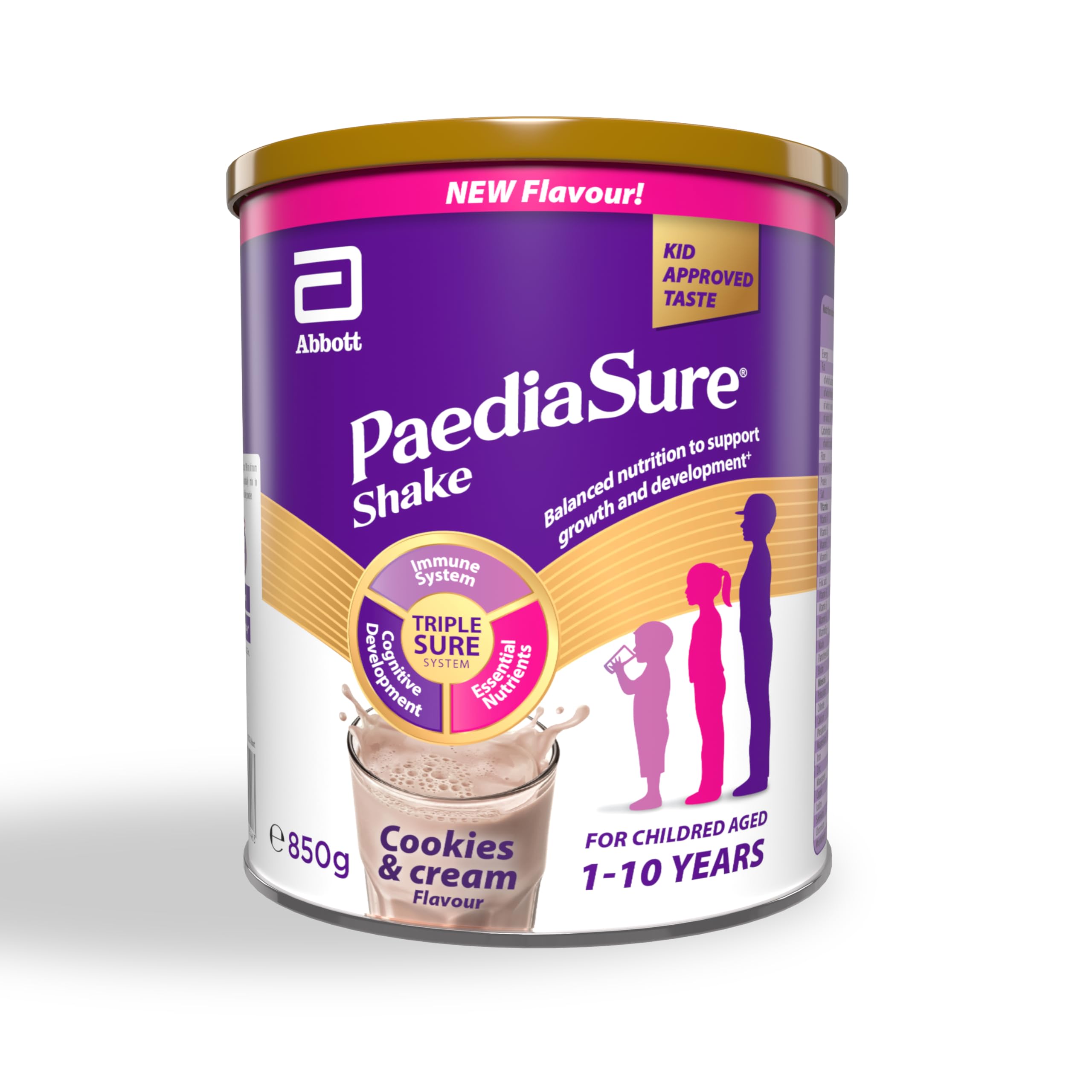 PaediaSure Shake – Cookies & Cream Flavour – 850g – Balanced Nutritional Supplement Drink – Multivitamin for Kids – With Protein, Carbohydrates & Minerals – Supports Growth & Development – Vegetarian