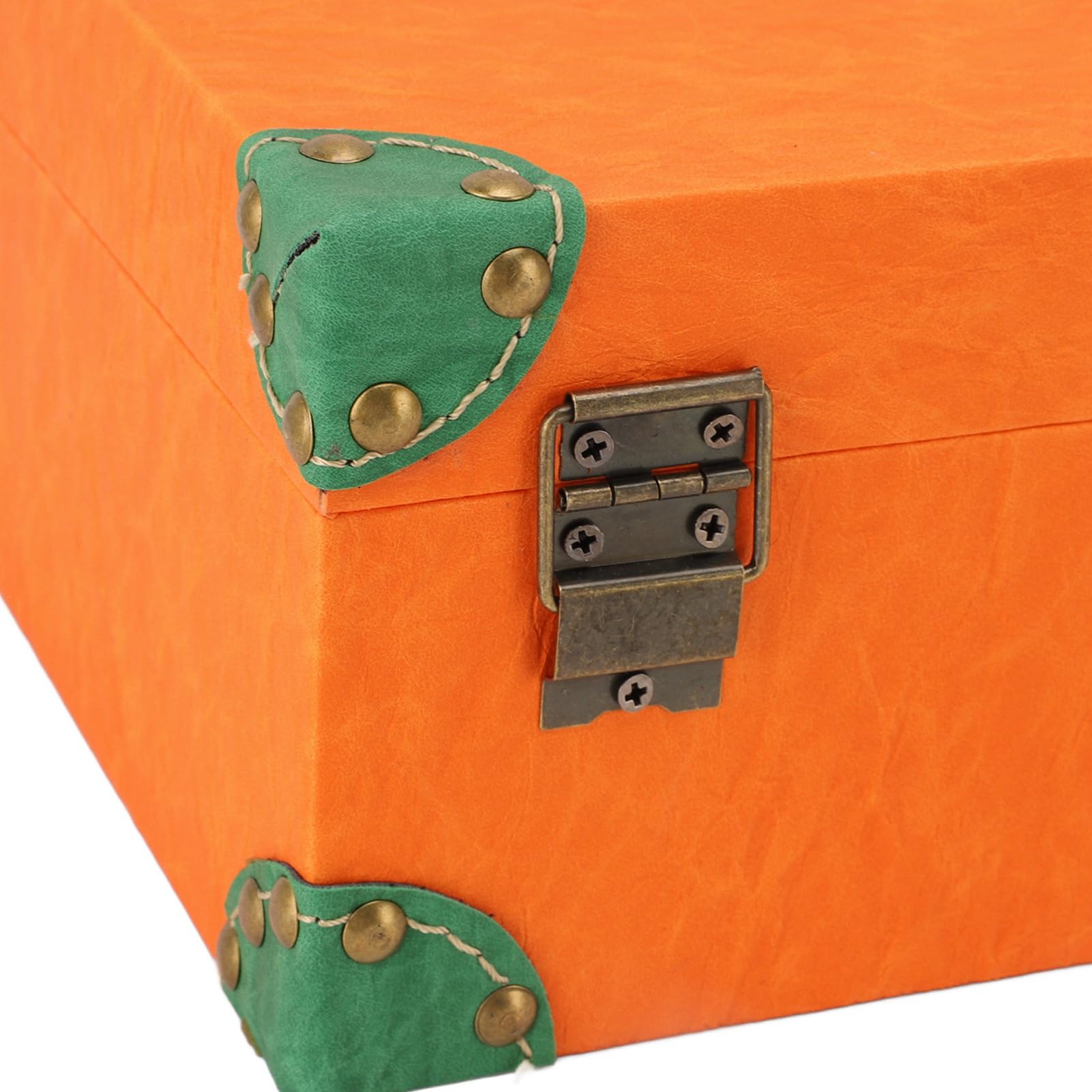 Ejoyous Cofre del Tesoro Caja de Almacenamiento de Recuerdos de Joyas de Cuero de Madera 27 X 20,5 X 11 Cm Caja Cuadrada Hecha a Mano con Cerradura para Dormitorio Sala de Estar Oficina Estudio