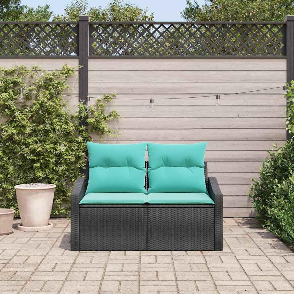 2 Seater Garden Sofa, Outdoor PE Wicker Loveseat with Steel Frame, Modern Patio Furniture for Backyard, Porch, Balcony, Black