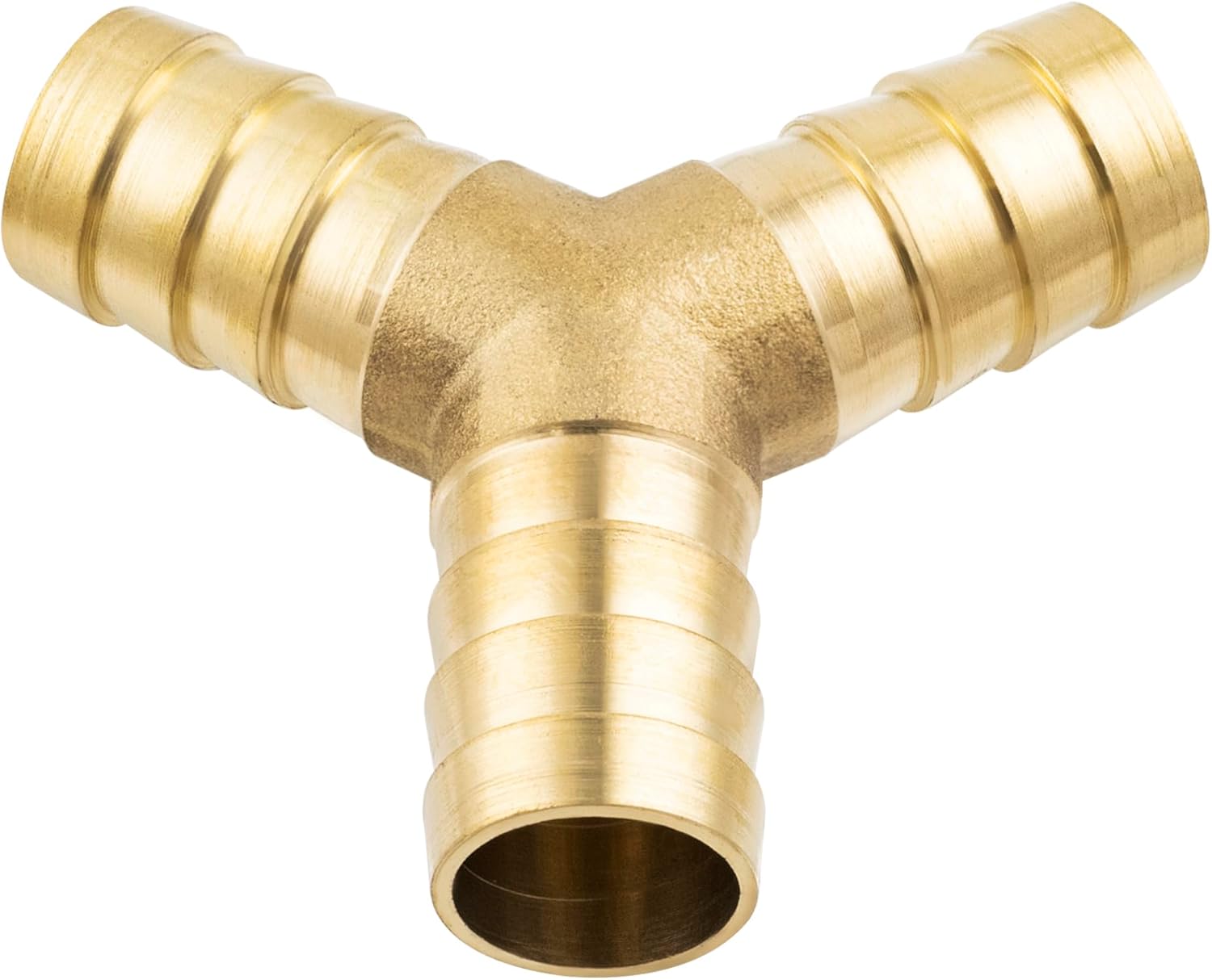 Yoebor 2pcs Brass Hose Barb Fitting Y-shape Tee 1" Barbed x 1" Barbed x 1" Barbed 3-way Wye T-fitting W/6 Hose Clamps