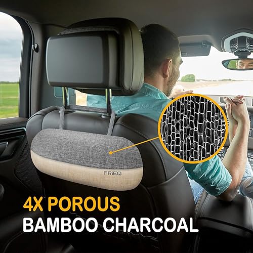 Miniatura 2 de FRiEQ Ambientador para automóvil, bolsa purificadora de aire de carbón de bambú 100% activado, dura más de 365 días, desodorante sin fragancia,
