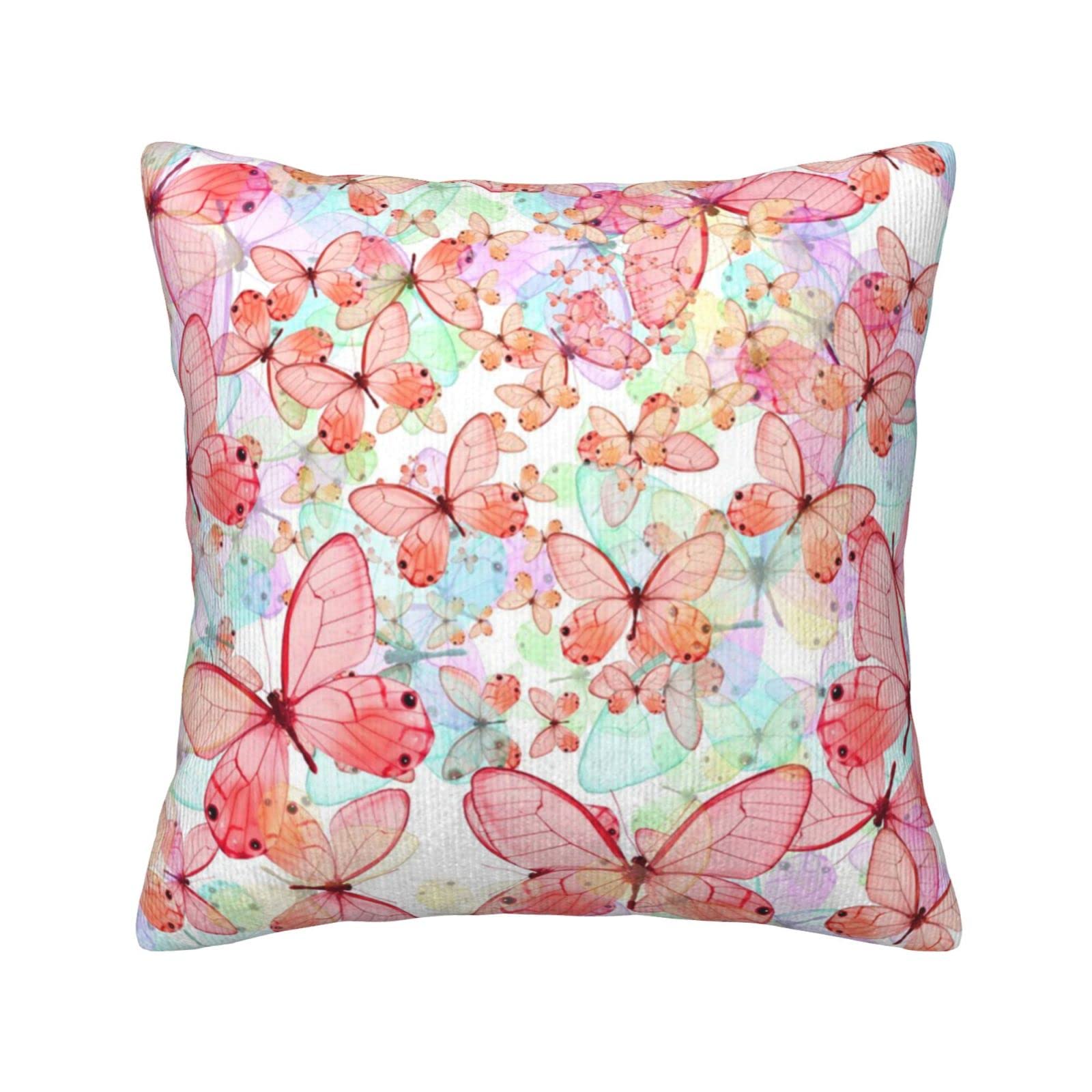 Housses de coussin velours rose 50x50 anti-pli papillon