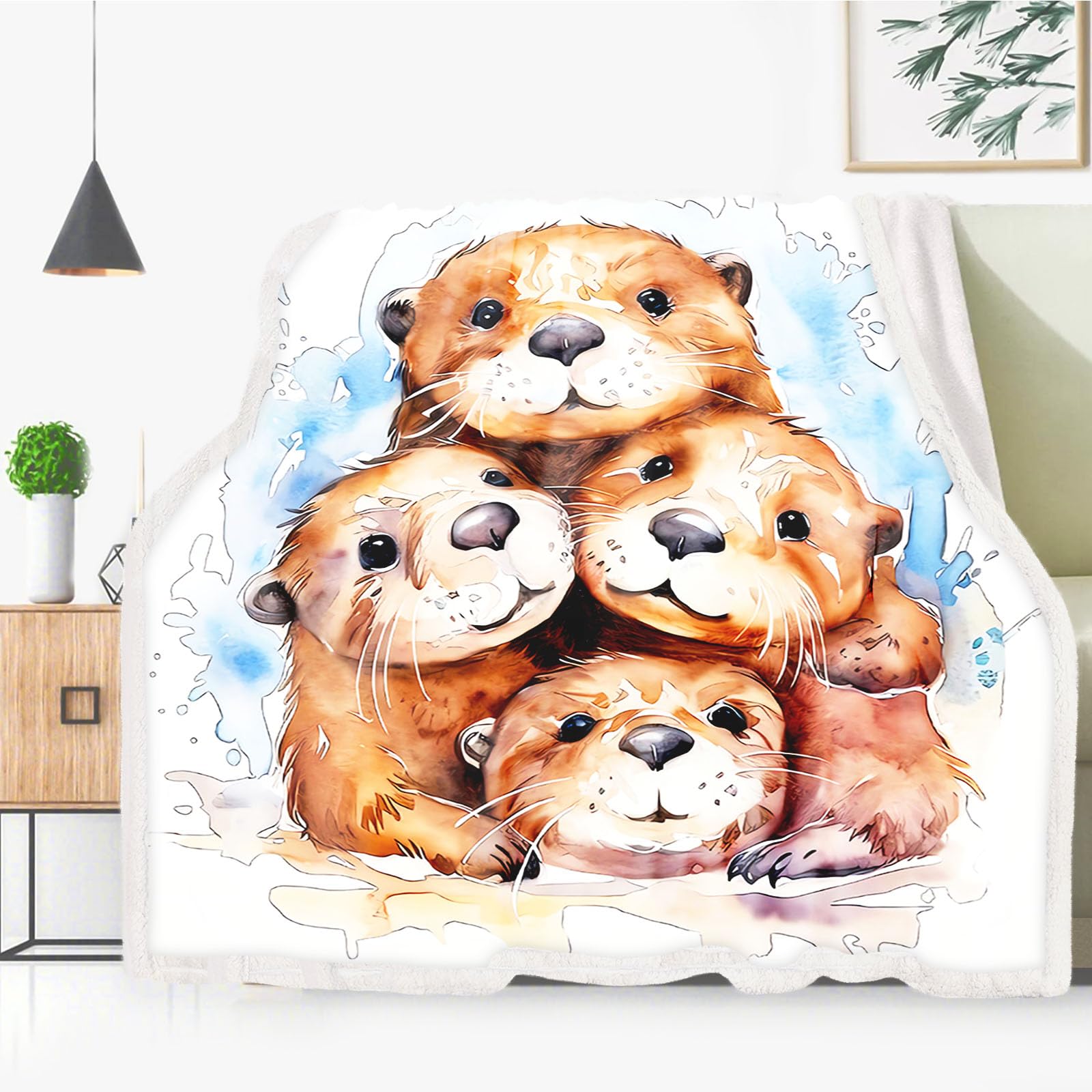 Couverture loutre mignonne CHEFFS plaid chaud en flanelle soiree cocooning salon