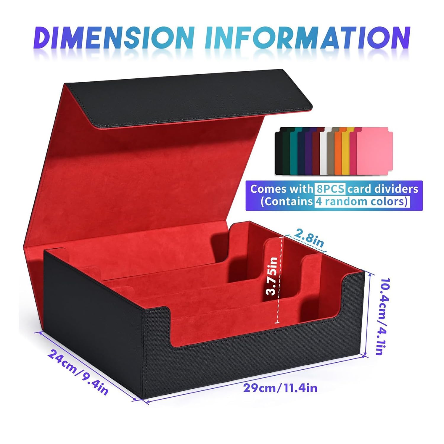 Scatola Porta Carte per Carte Collezionabili, Porta Carte con Chiusura Magnetica per Mazzo con Caricamento Laterale Superiore Scatola per Carte da Gioco Nero+Rosso Resistente
