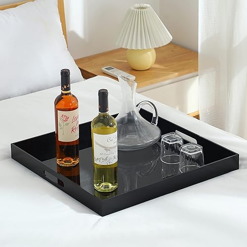 Miniatura 3 de Bandeja de servir de acrílico grande tamaño King para cama, 24 x 24 pulgadas, a prueba de derrames, bandejas decorativas, organizador de encimera