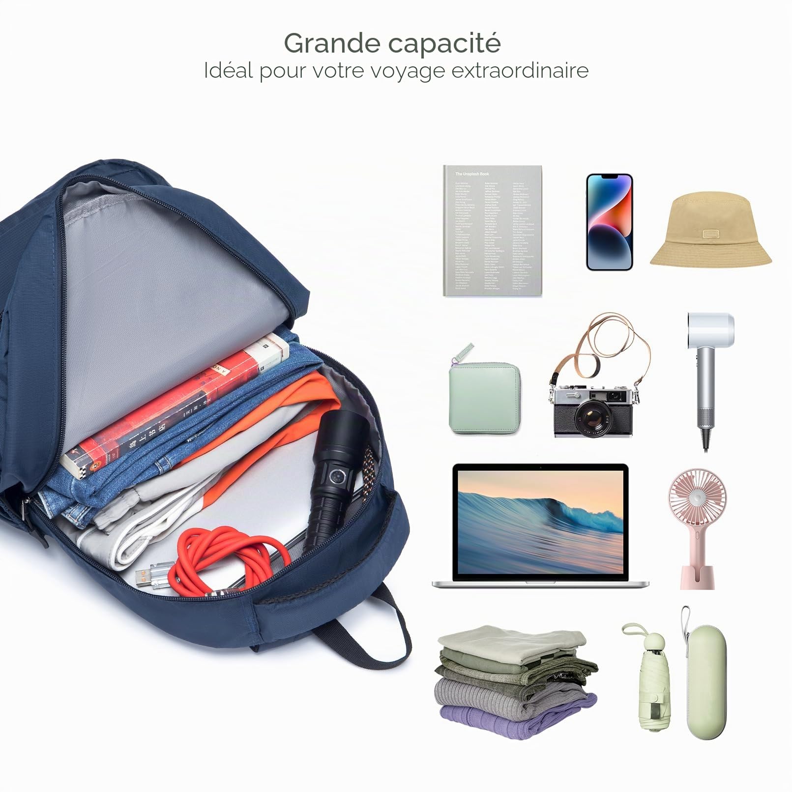 SPAHER Bagage Cabine 40x30x15 Air France British Airways Sac à Dos Voyage Cabine Avion Sac a Dos Loisir Cartable College Backpack Bagage à Main Petit Sac à Dos Ecole Randonnee Femme Homme Noir