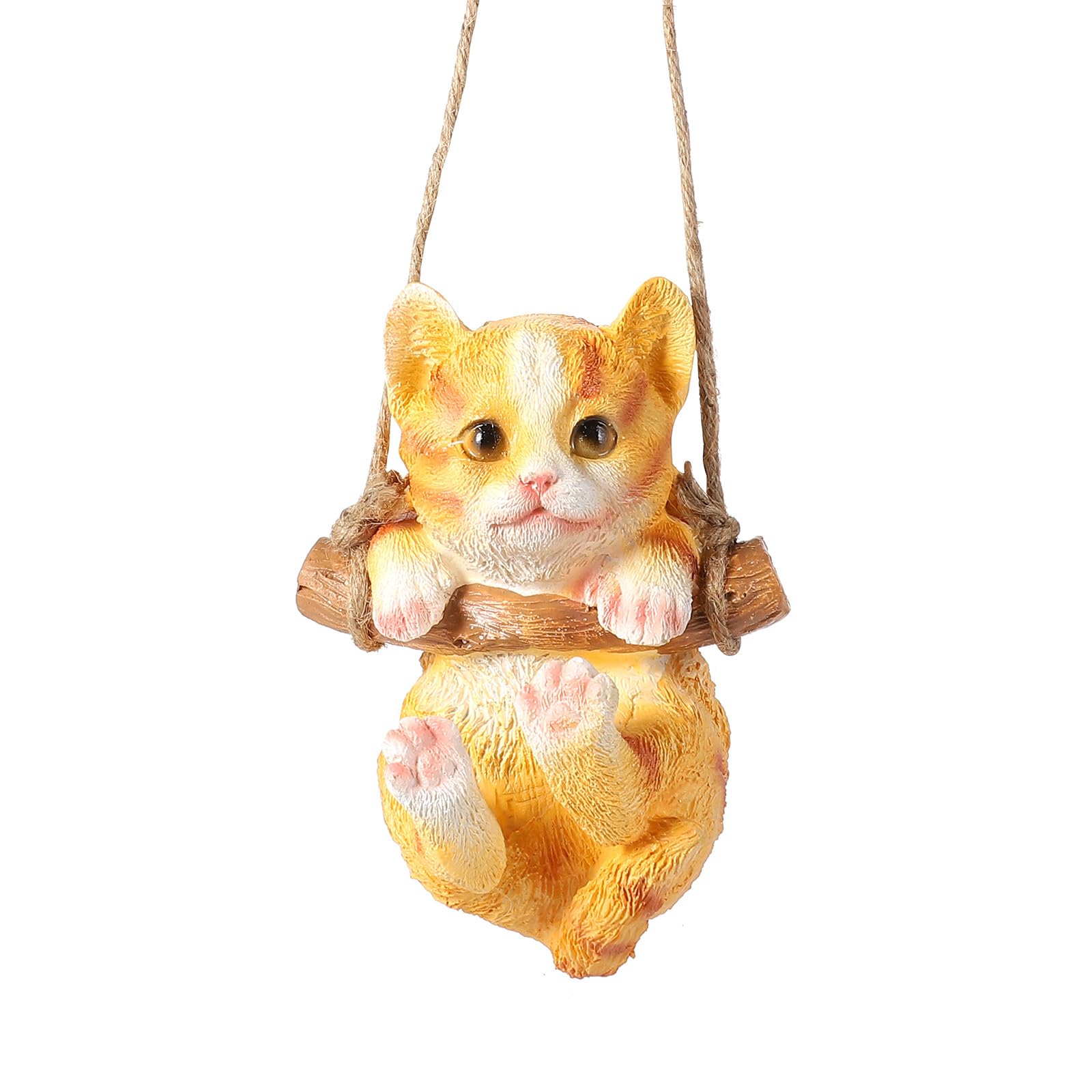 Toyvian Lifelike Resin Cat Swing Statue with Cartoon Style Hanging Garden Ornament for Patio and Indoor Decor Outdoor Weather-resistant Animal Figurine for Home and Lawn