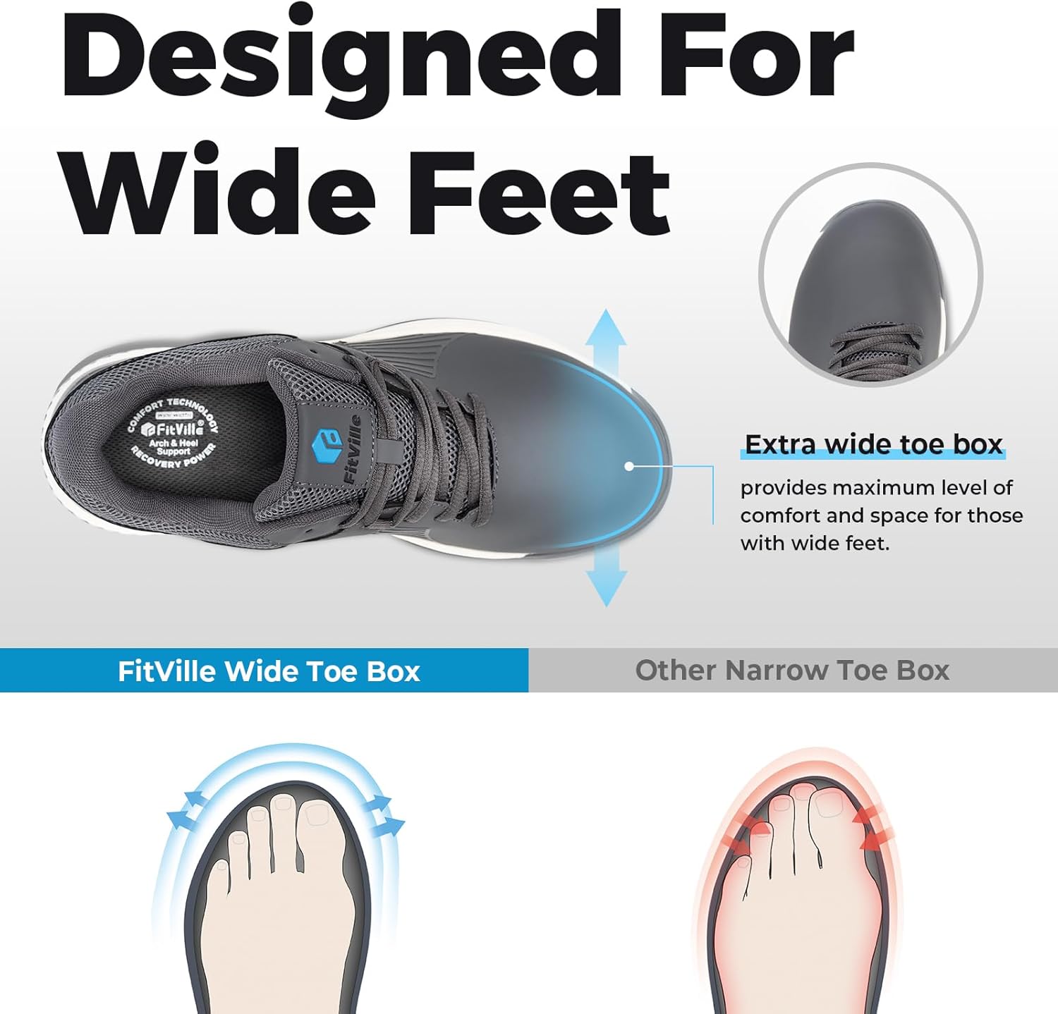 FitVille Extra Wide Men's Golf Shoes Waterproof, Professional Outdoor Spiked Golf Shoes for Men with Arch Support - Image 4