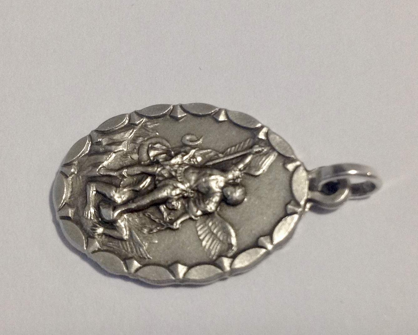 I G J MEDAGLIA DI SAN MICHELE IN ARGENTO MASSICCIO 925 MILLESIMI - SANTO PATRONO DELLA POLIZIA DI STATO