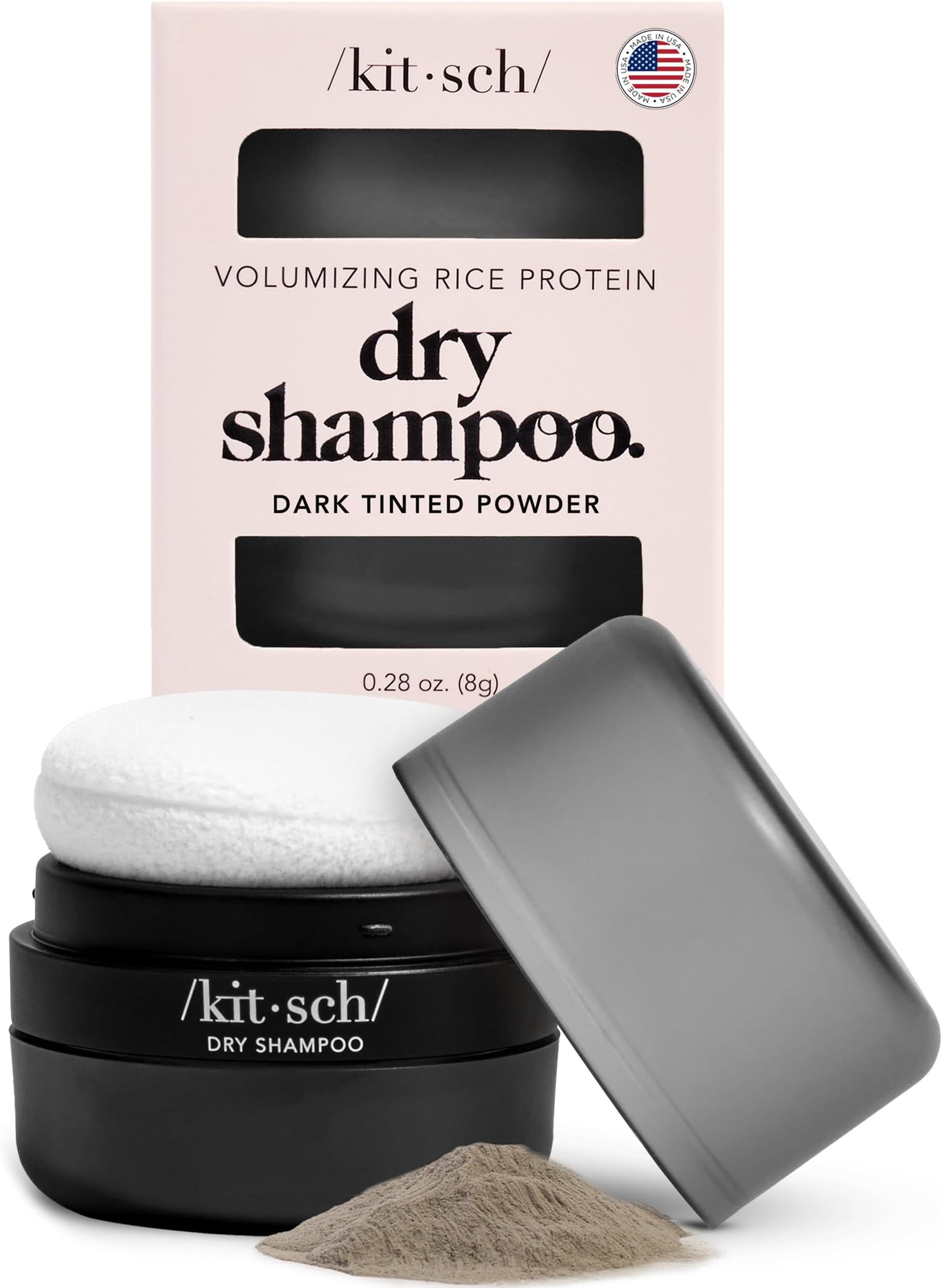 Kitsch Dry Shampoo for Women | Texture Powder for Men – Volumizing Dark Hair Powder, Unscented, Organic, No White Cast, Paraben & Benzene Free, Travel Size, 8g