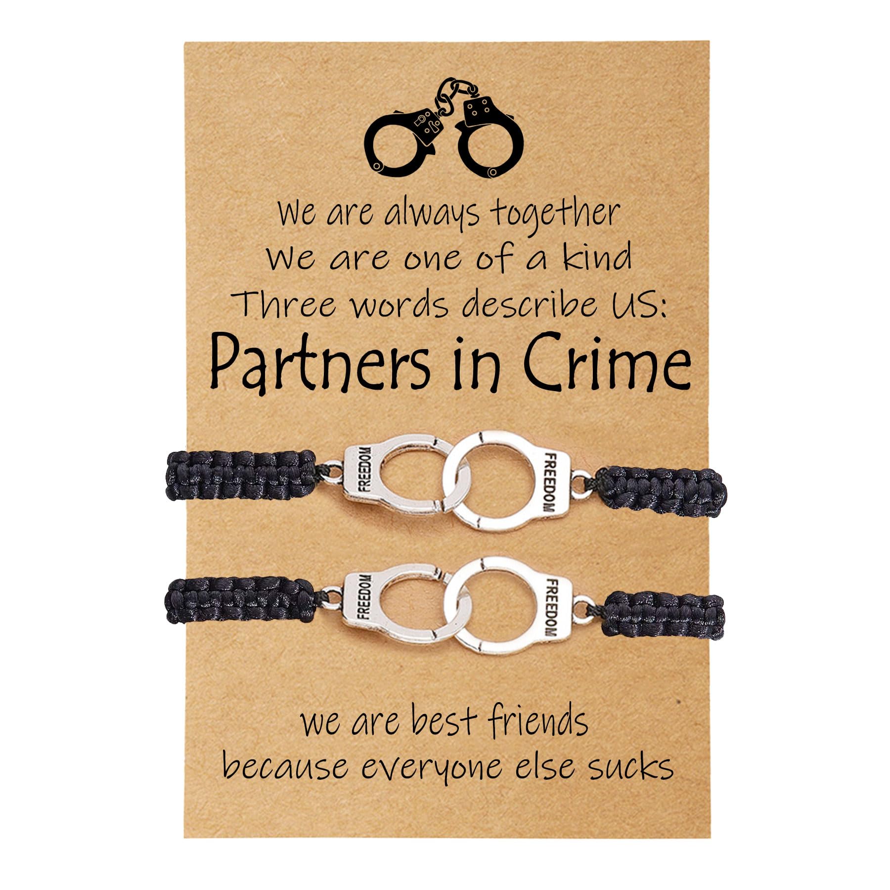 RAYSTAR Best Friend Birthday Gifts for Women Girl Friendship Bracelets for 2/3/4 Partner in Crime Handcuff BFF Bracelets Gifts