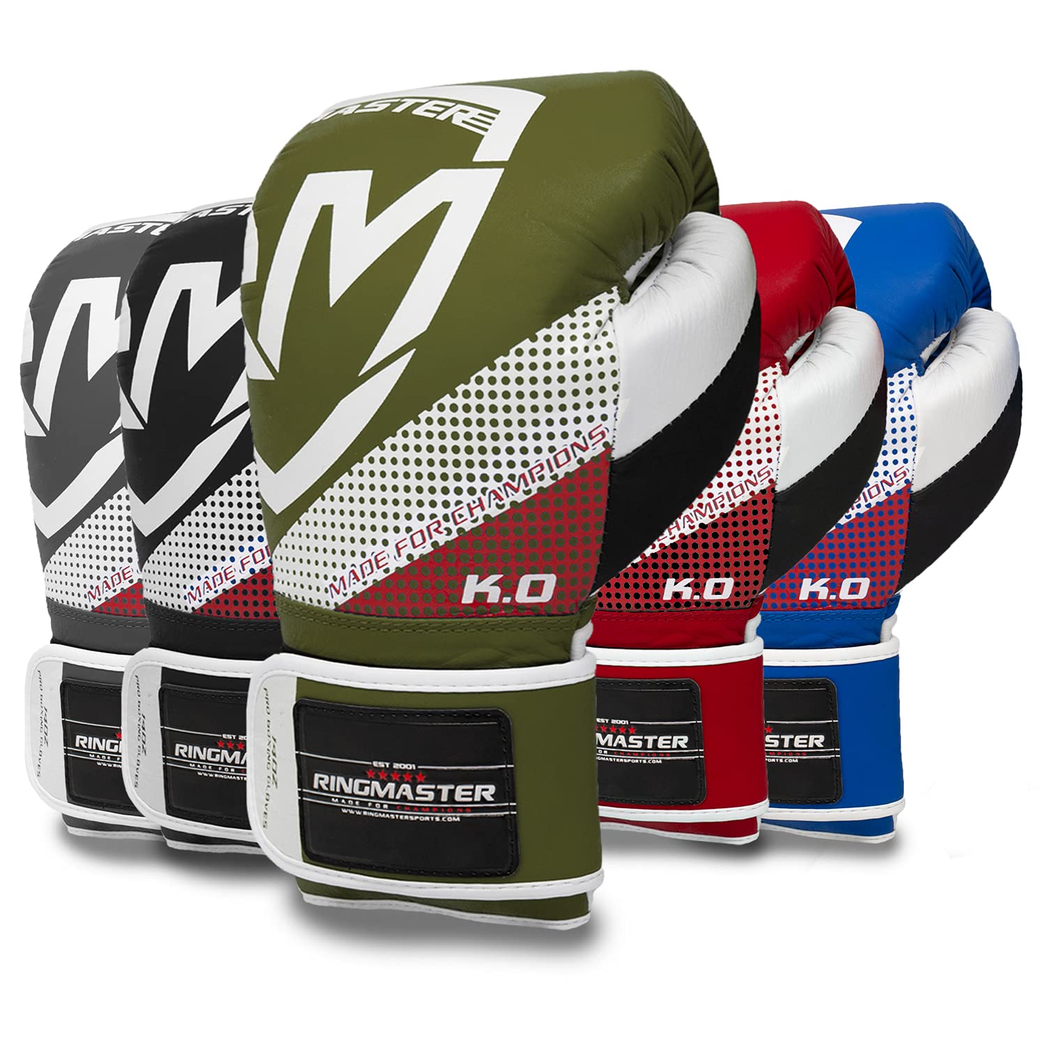 RingMaster Sports Pro Boxing Gloves Training Sparring Bag Mitts MMA Punch Fight (Olive Green, 10oz)